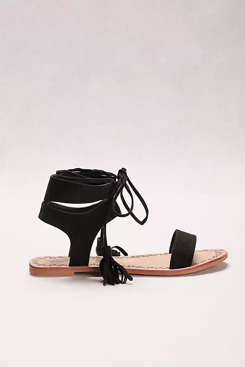 Suede Lace-Up Sandals with Tassels Image 3
