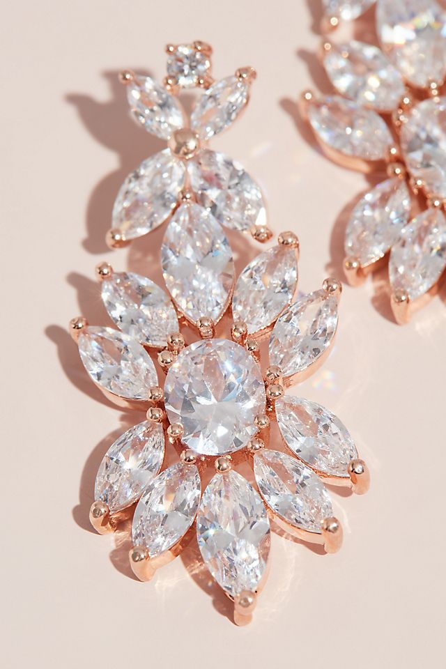 Blooming Marquise-Cut Crystal Drop Floral Earrings Image 2