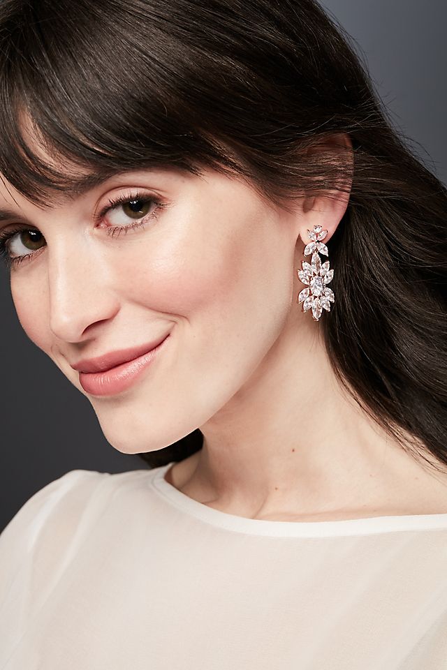 Blooming Marquise-Cut Crystal Drop Floral Earrings Image 3