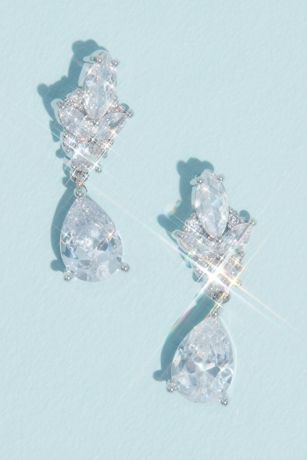 Marquise and Pear Cut Crystal Drop Earrings