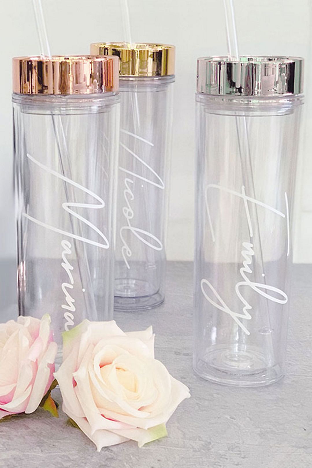 Personalized Script Tumbler with Straw Image 1