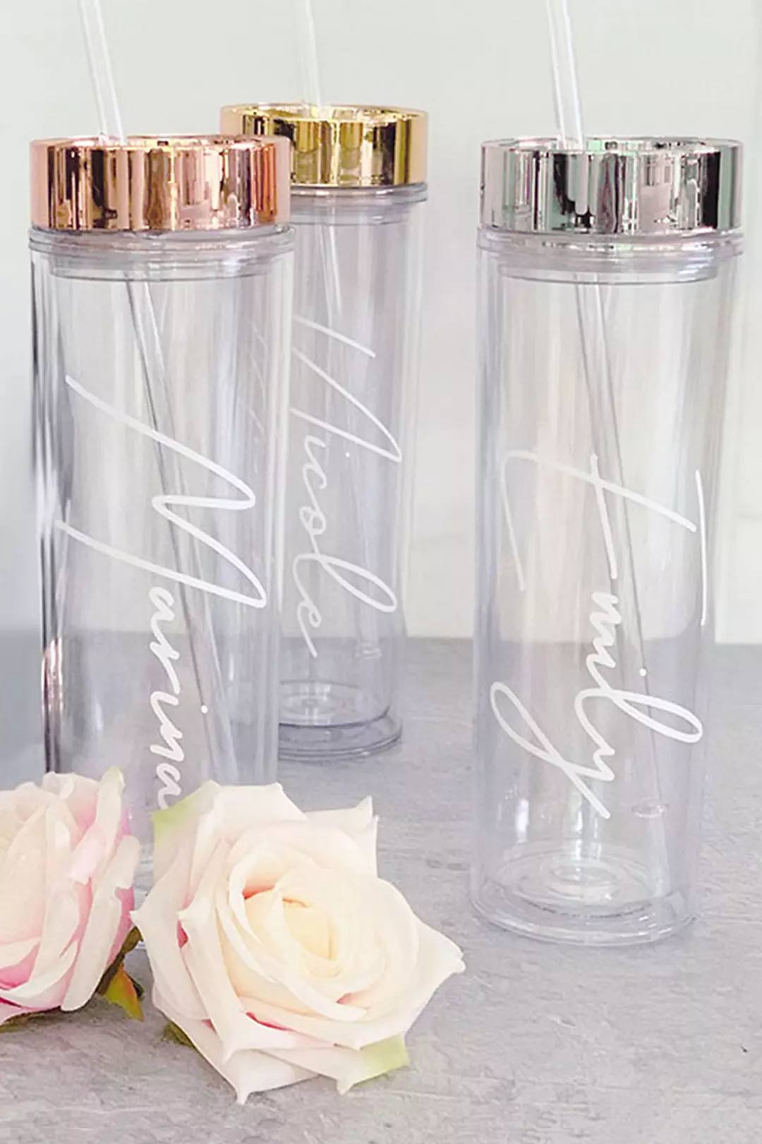 Personalized Script Tumbler with Straw Image