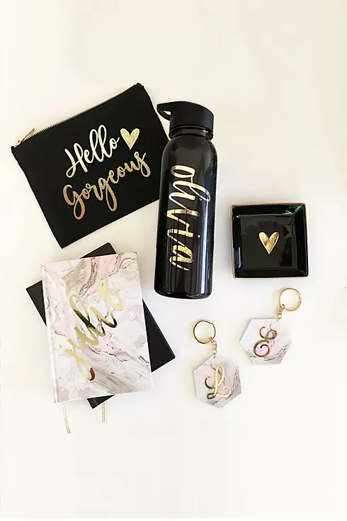 Personalized Gold and Black Sports Bottle Image 2
