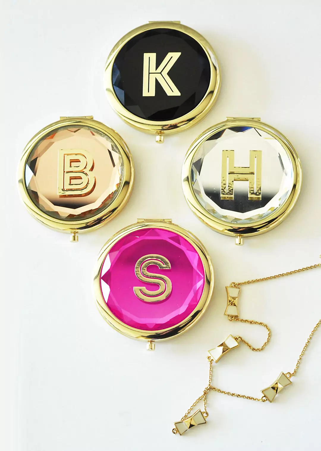 Personalized Gold Monogram Compact Mirror Image