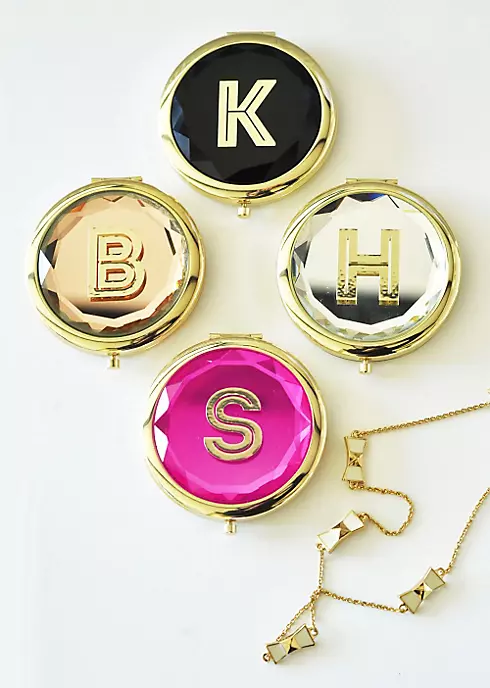 Personalized Gold Monogram Compact Mirror Image 1