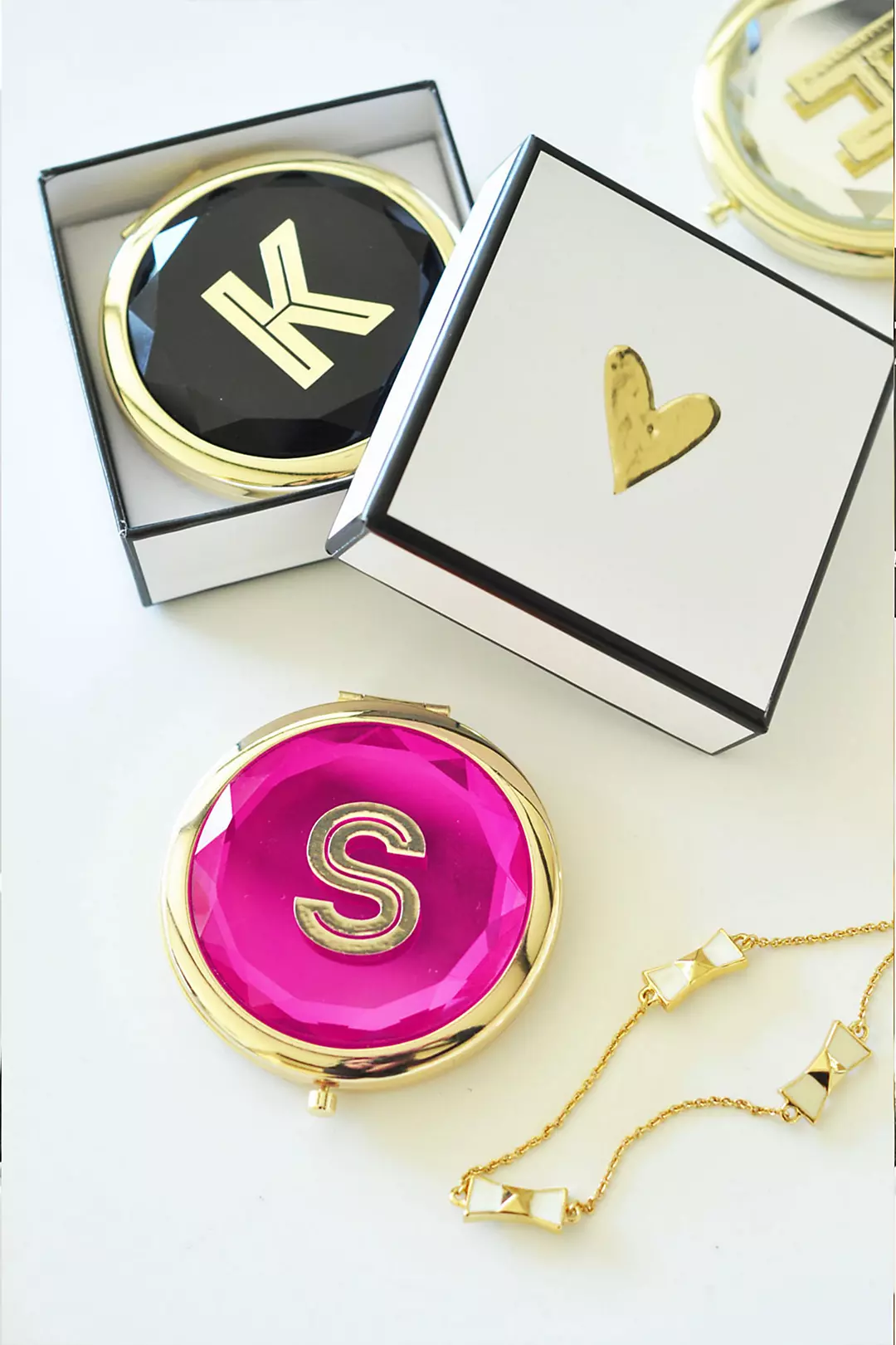 Personalized Gold Monogram Compact Mirror Image 2