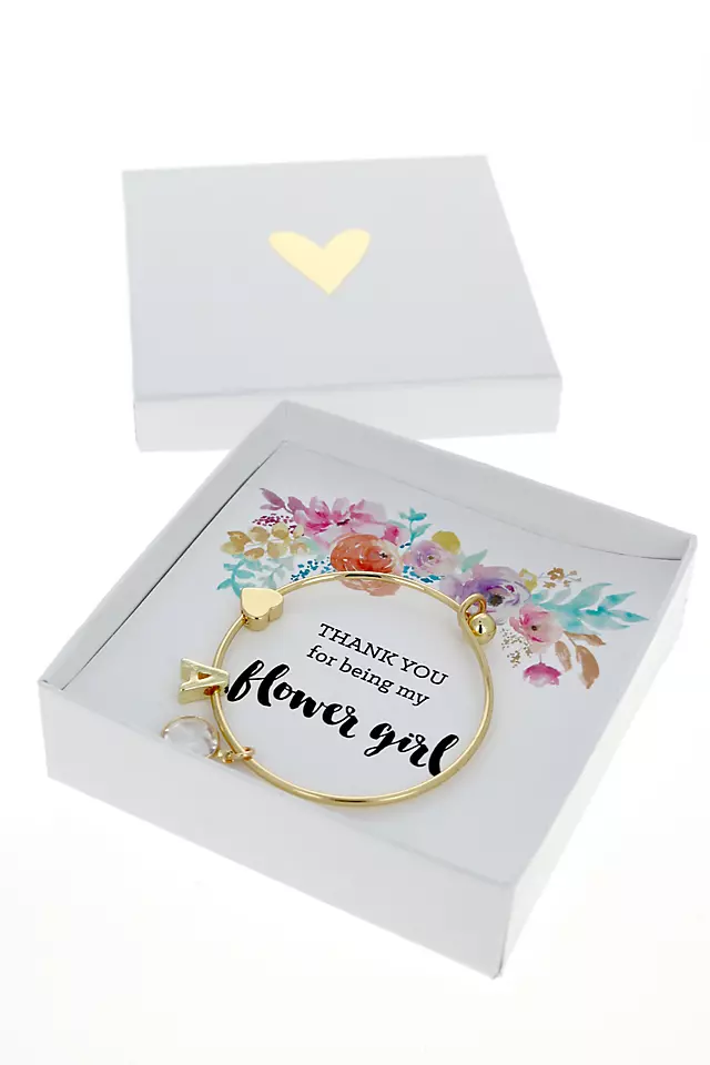 Personalized Gold Floral Flower Girl Bracelet Image