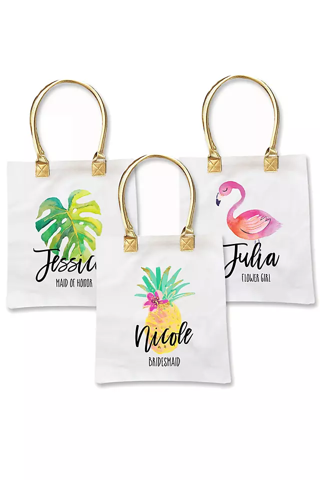 Personalized Tropical Beach White Canvas Tote Bag Image