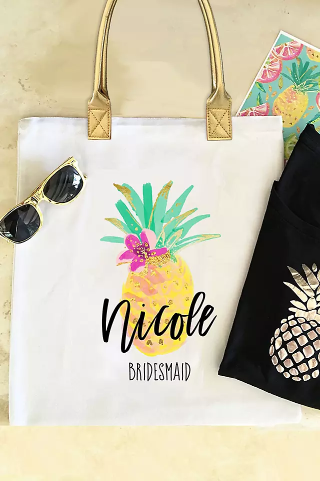 Personalized Tropical Beach White Canvas Tote Bag Image 3