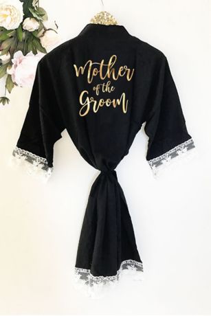 Mother of the Groom Cotton Robe With Lace Trim