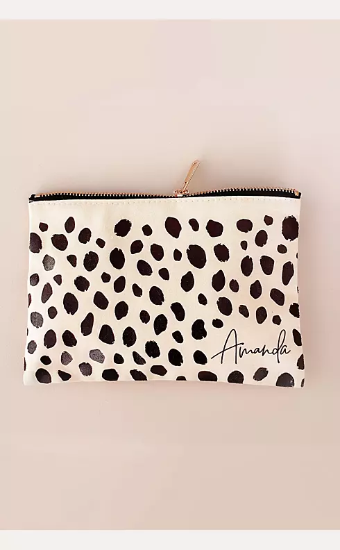 Personalized Cheetah Print Canvas Makeup Bag Image 2