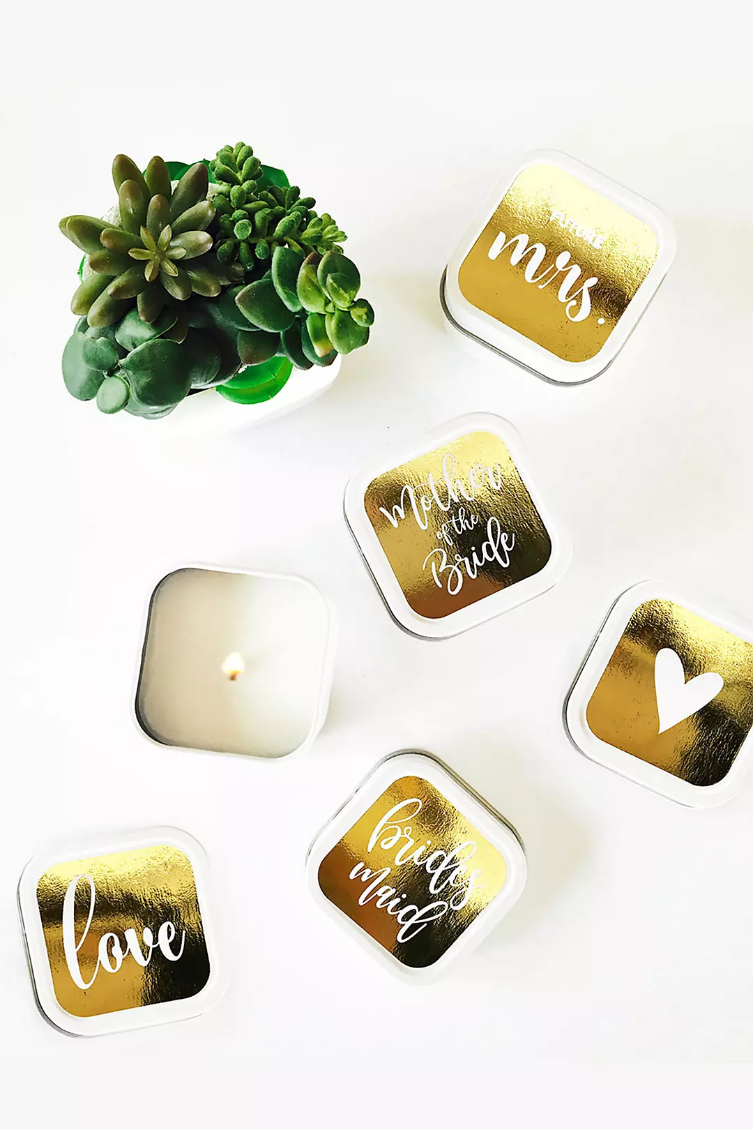 Bridal Party Square Candle Tins Set of 12 Image