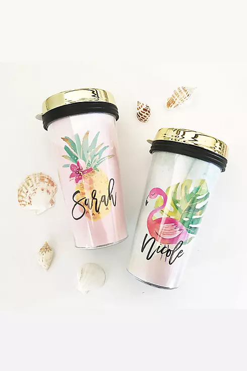 Personalized Tropical Travel Coffee Tumbler Image 1