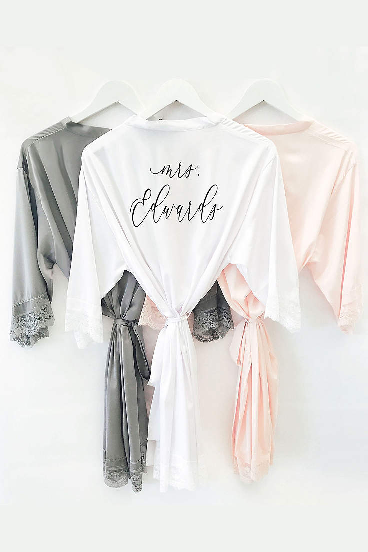 Lace Trim Robe Wedding Favor Bridesmaid Robe Bridal Robe Satin Kimono Robe Bridesmaid Gift Bridal Party Robe Robes Set of 11