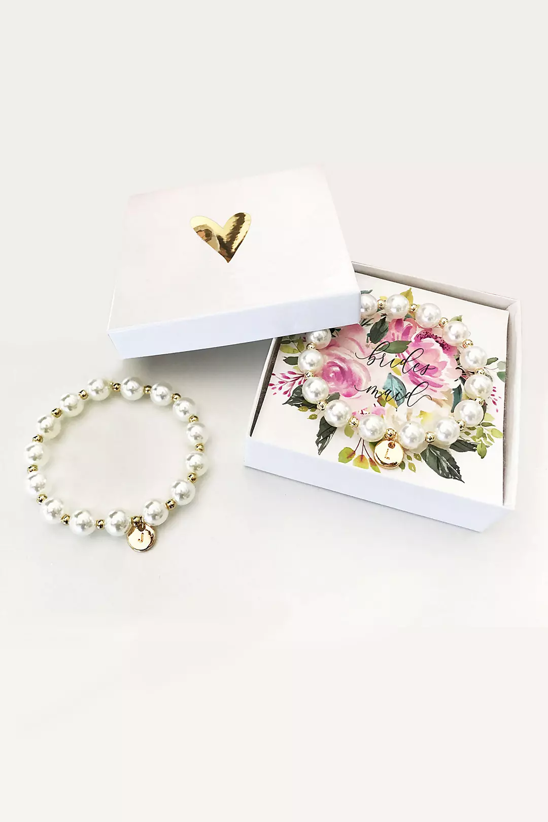 Personalized Monogram Pearl Bracelet with Gift Box Image