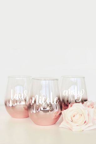 Personalized Rose Gold Stemless Glass