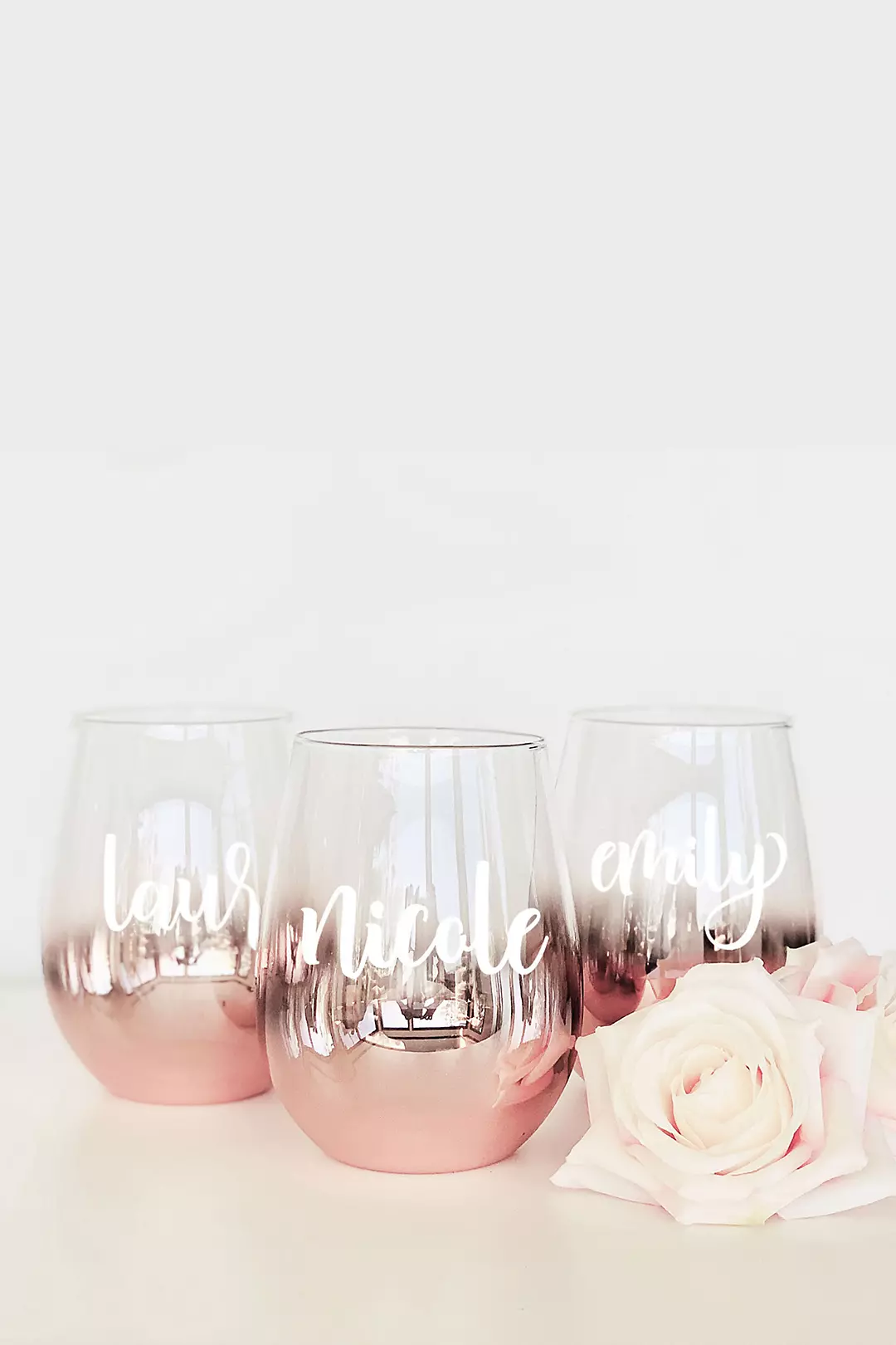 Personalized Rose Gold Stemless Glass Image