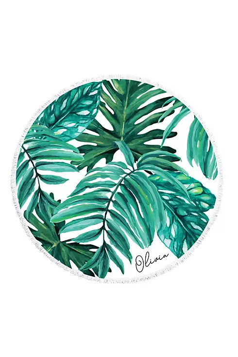 Personalized Palm Leaf Round Beach Towel Image 1