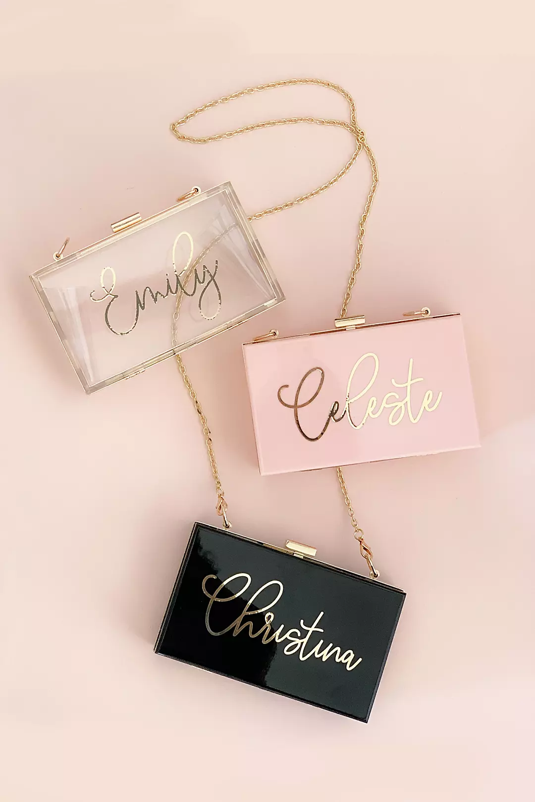 Personalized Script Acrylic Clutch with Chain Image
