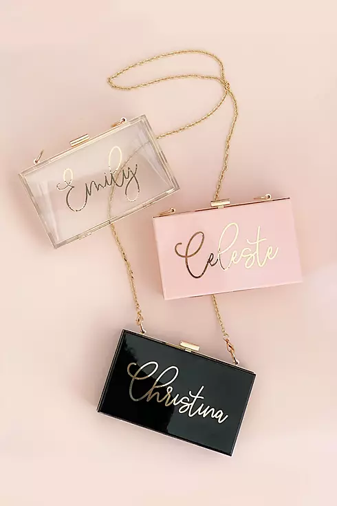 Personalized Script Acrylic Clutch with Chain Image 1