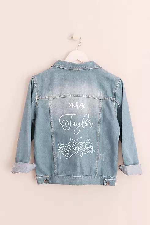 Floral and Script Personalized Jean Jacket Image 2