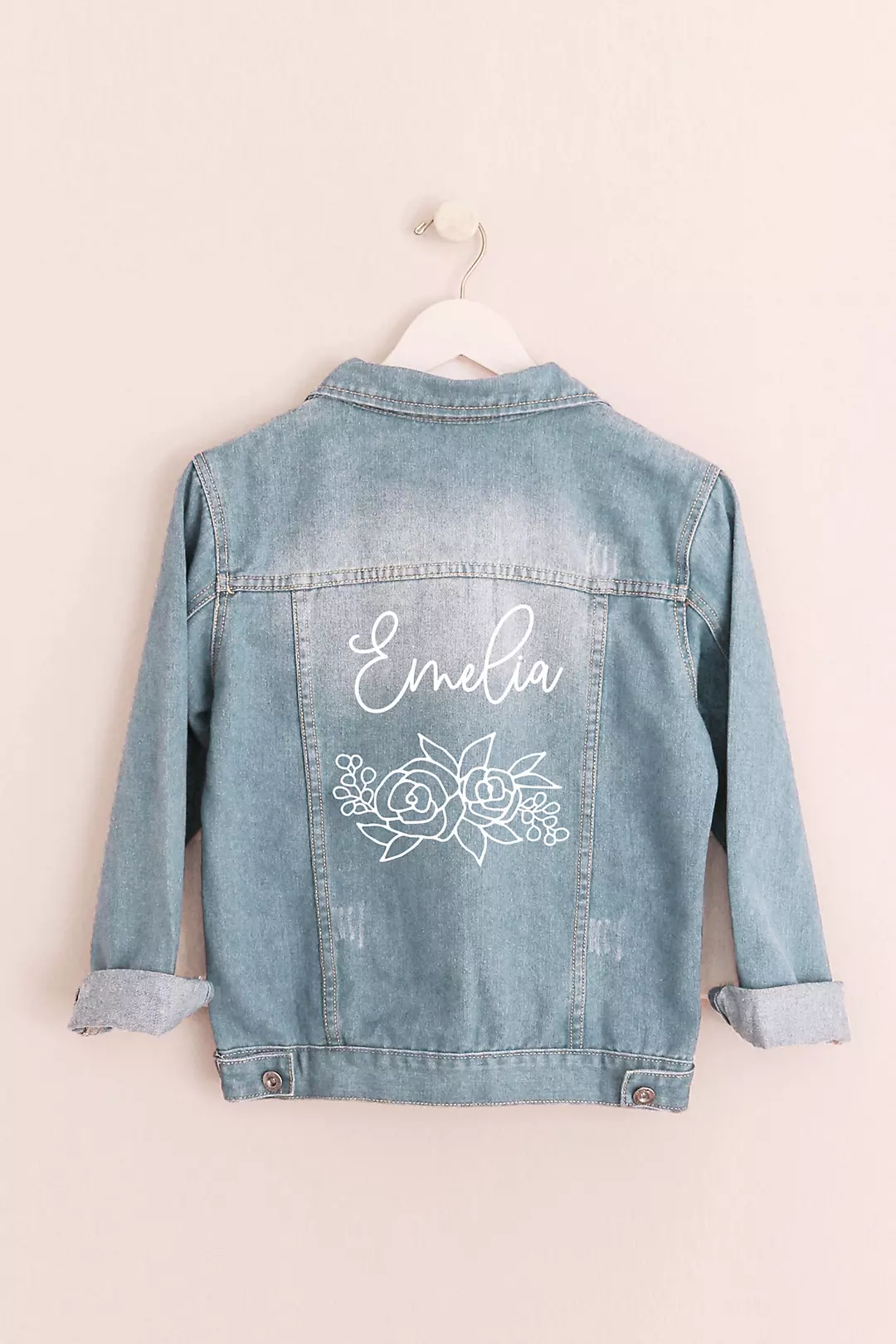 Floral and Script Personalized Jean Jacket Image