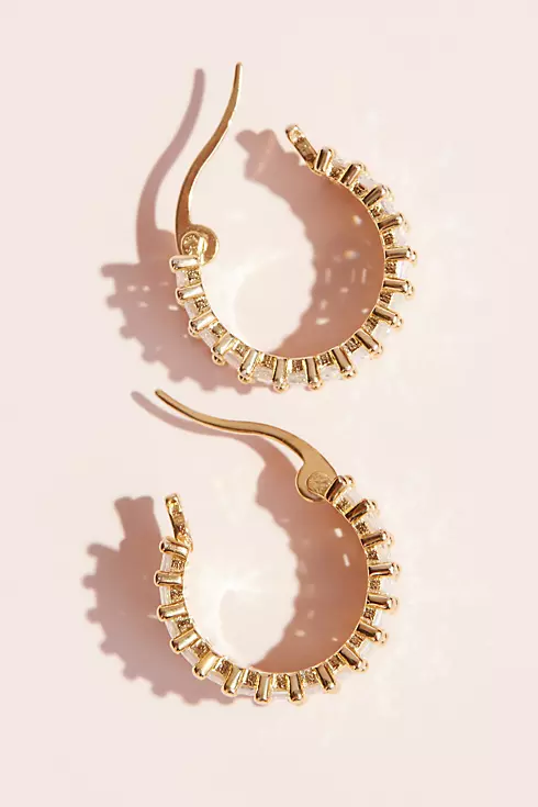 Double Baguette Crystal Half Hoop Earrings Image 2