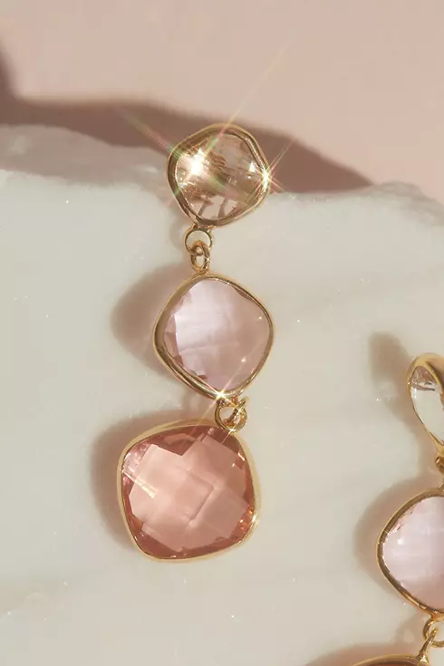 Three Tier Crystal Drop Earrings Image 2