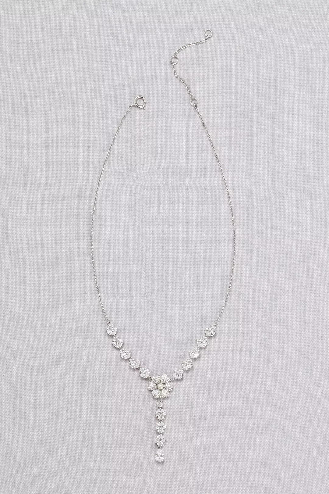  Y-Neck Crystal-Dusted Flower Necklace Image