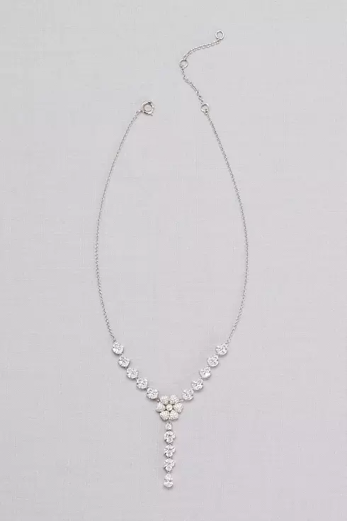  Y-Neck Crystal-Dusted Flower Necklace Image 1