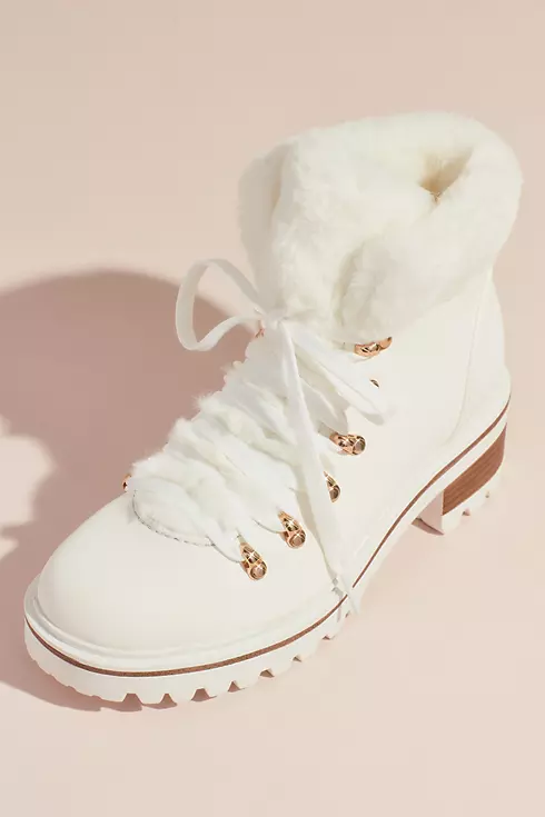 Faux Shearling Cuff Lace-Up Winter Boots Image 1