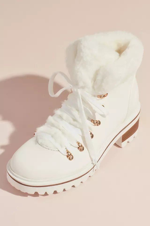 Faux Shearling Cuff Lace-Up Winter Boots Image
