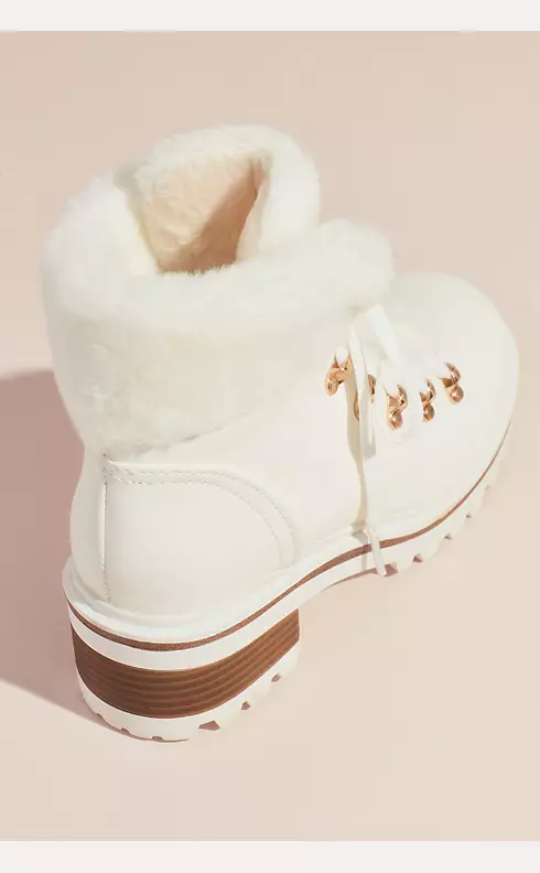 Faux Shearling Cuff Lace-Up Winter Boots Image 2