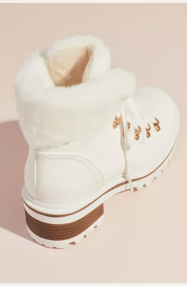 Faux Shearling Cuff Lace-Up Winter Boots Image 2