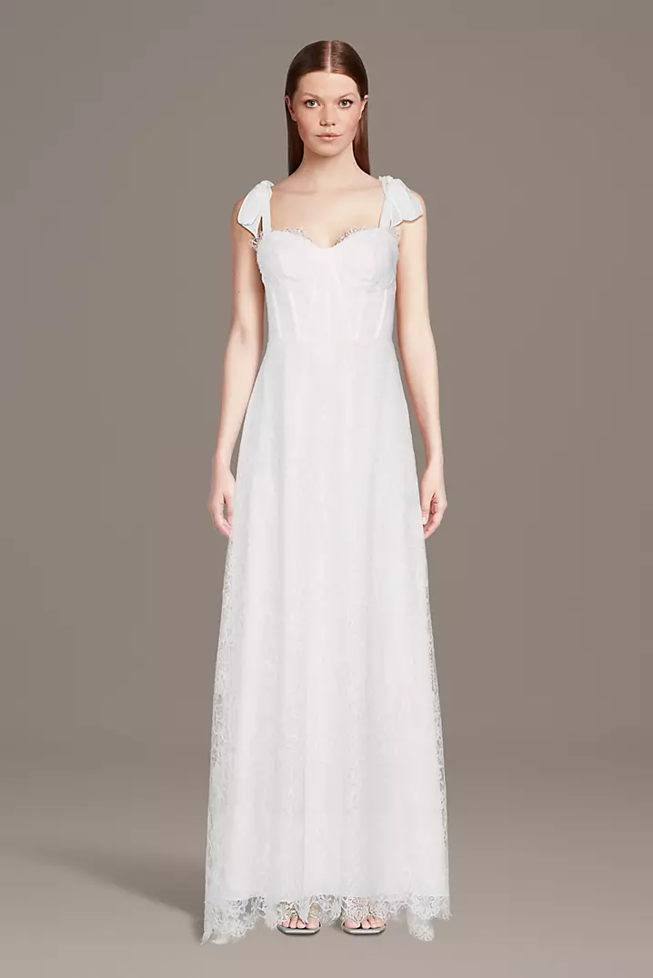 knee length dresses for ladies Intimacy White Lace Corset Split Maxi Dress – Club L London main image 1