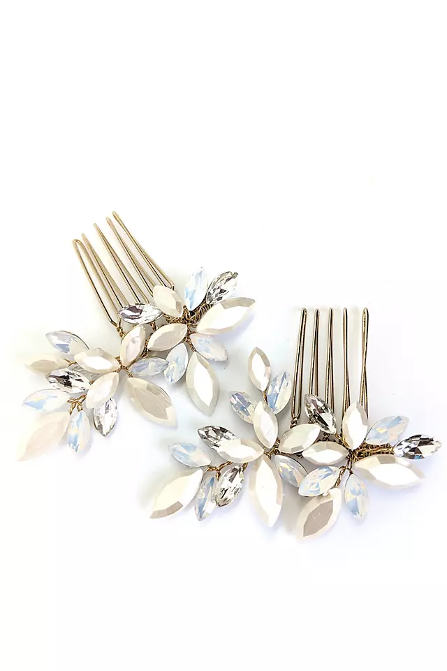 Opal and Crystal Floral Comb Set Image