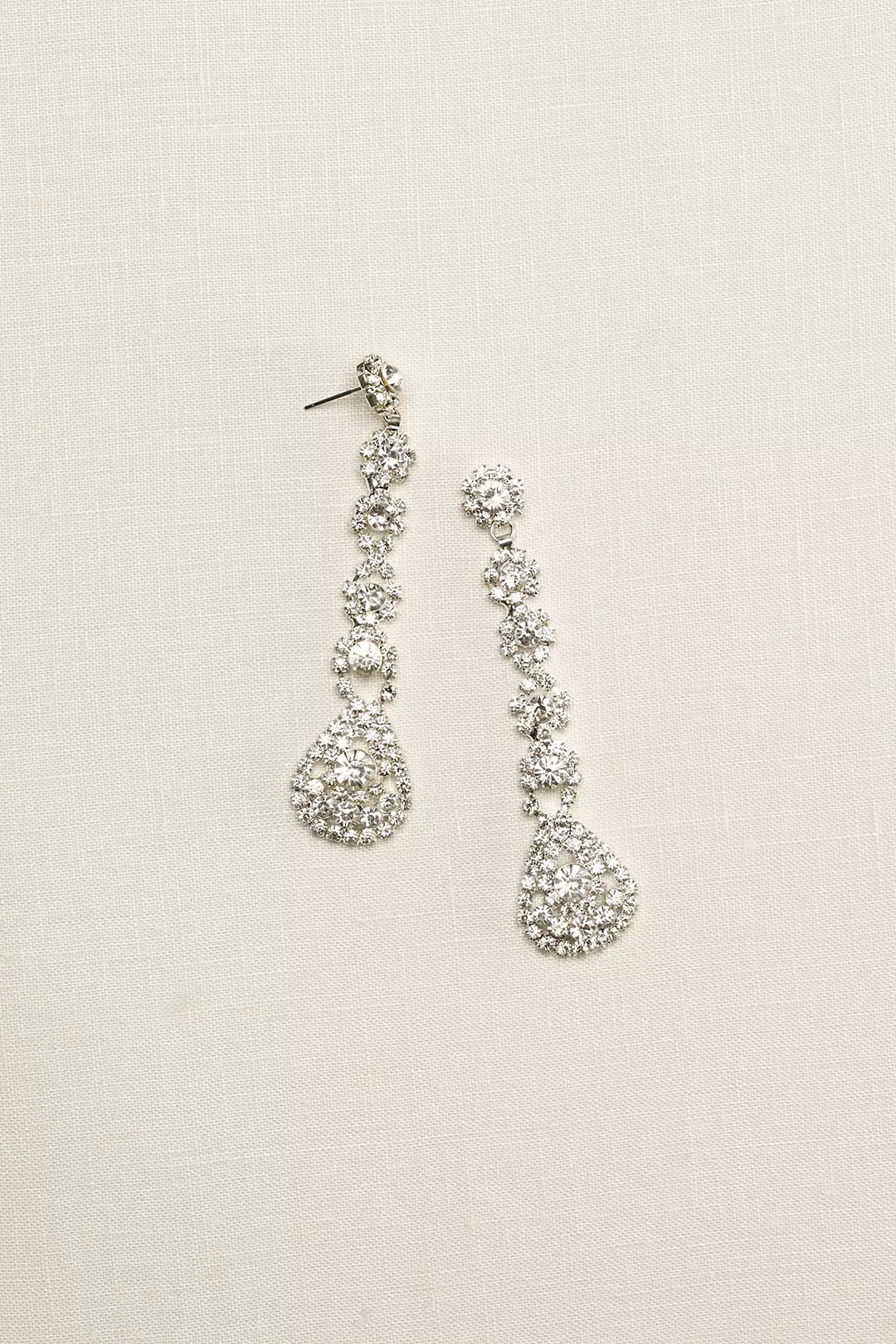 Long Flower Crystal Earrings Image