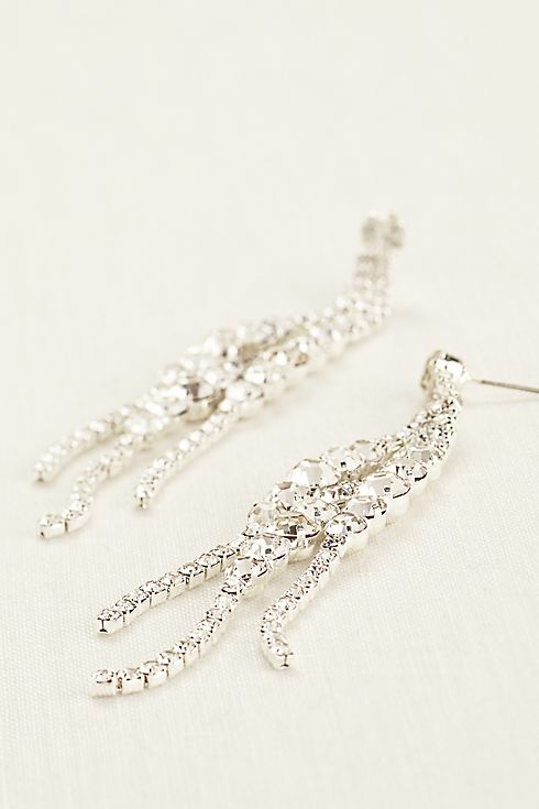 Solitaire Crystal Cluster Fringe Earrings Image