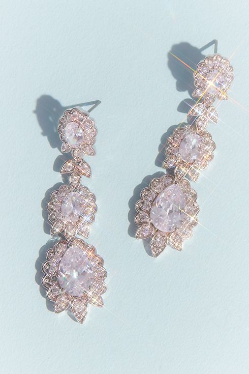 Crystal Floral Drop Earrings Image 3