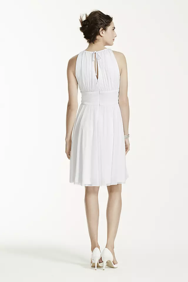 Short Halter Mesh Dress with Beaded Waistline Image 2