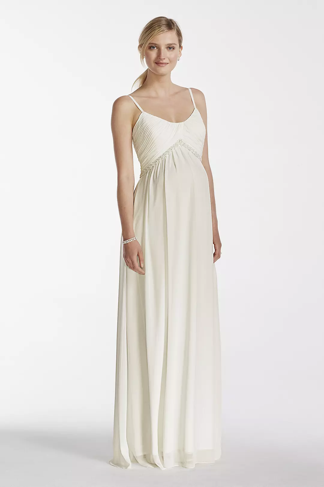 Chiffon A-line Maternity Dress with Pearl Waist Image