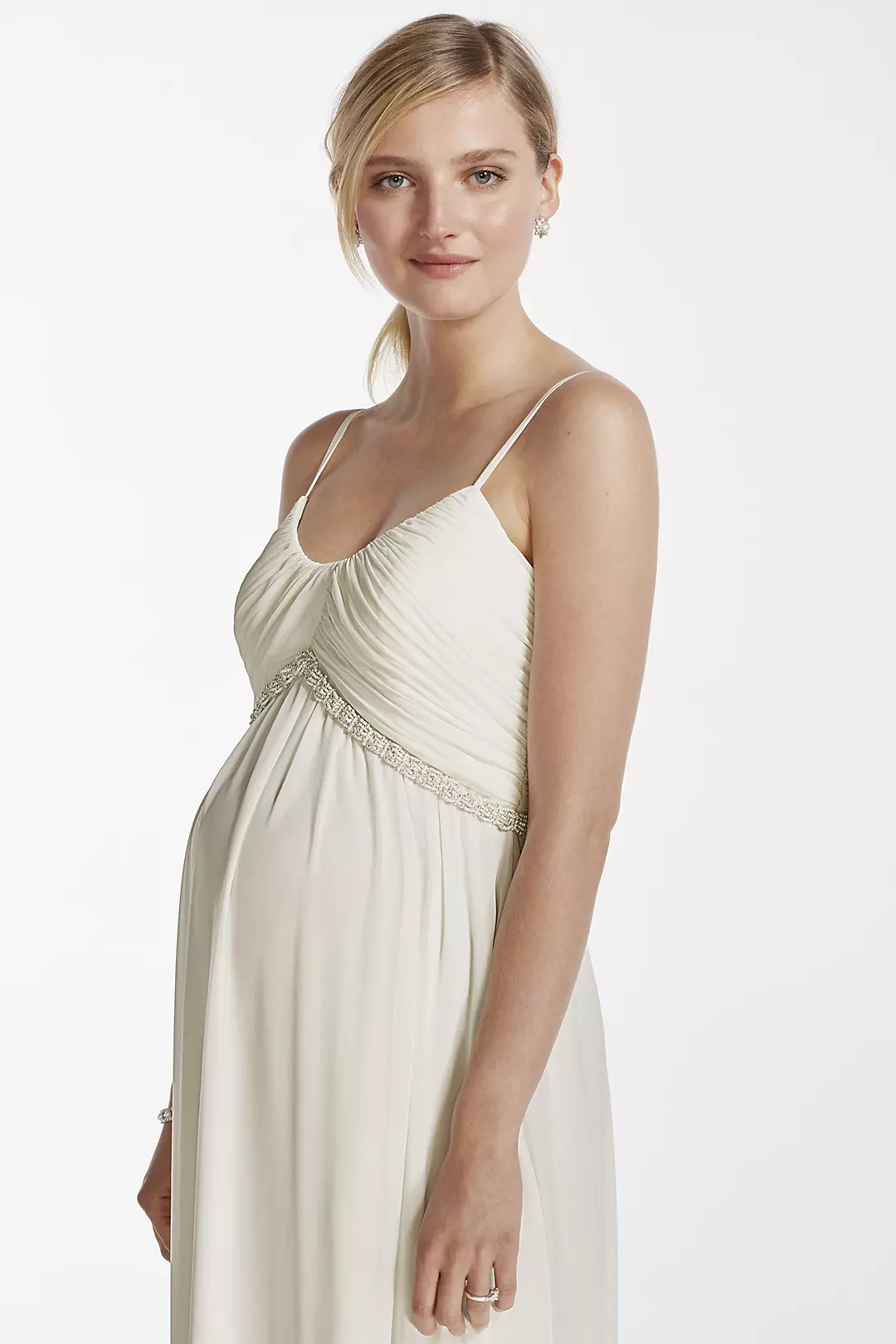 Chiffon A-line Maternity Dress with Pearl Waist Image 3