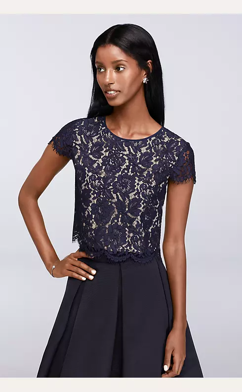 Cap Sleeve Lace Cropped Shell Image 1