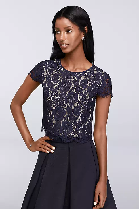 Cap Sleeve Lace Cropped Shell Image 1