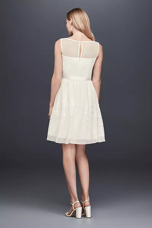 Illusion Bodice Short A-Line Dress with Embroidery Image 2
