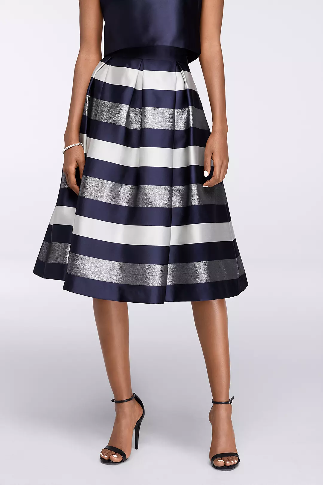 Midi Full Striped Jacquard Skirt with Box Pleats | David's Midi Full Striped Jacquard Skirt with Box Pleats | David's
