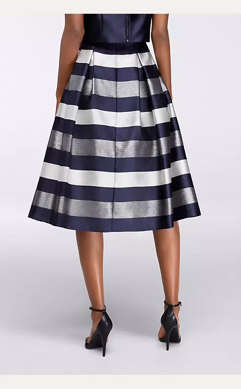 Midi Full Striped Jacquard Skirt with Box Pleats Image 2