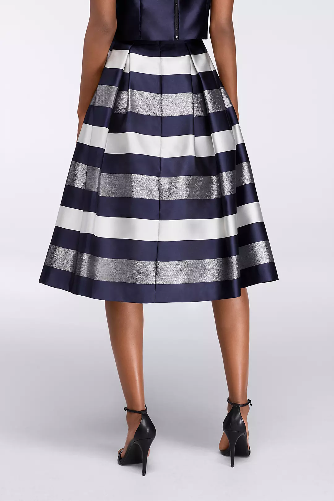 Midi Full Striped Jacquard Skirt with Box Pleats | David's Midi Full Striped Jacquard Skirt with Box Pleats | David's