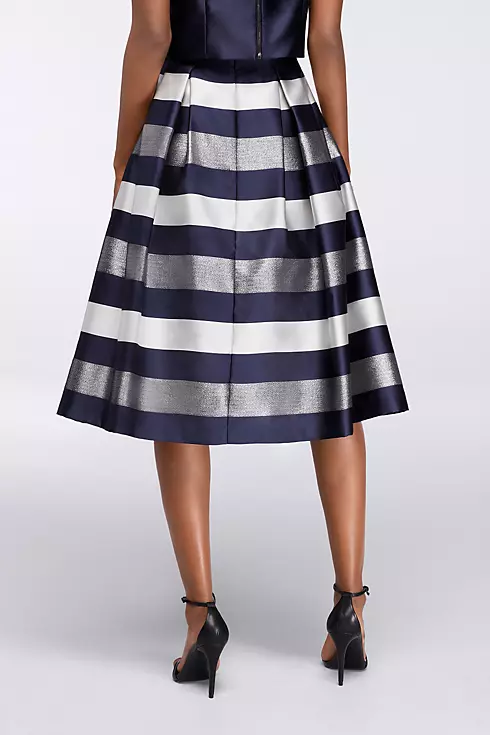 Midi Full Striped Jacquard Skirt with Box Pleats Image 2