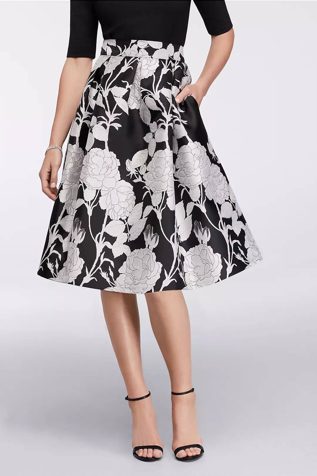 Midi Full Jacquard Skirt with Box Pleats Image